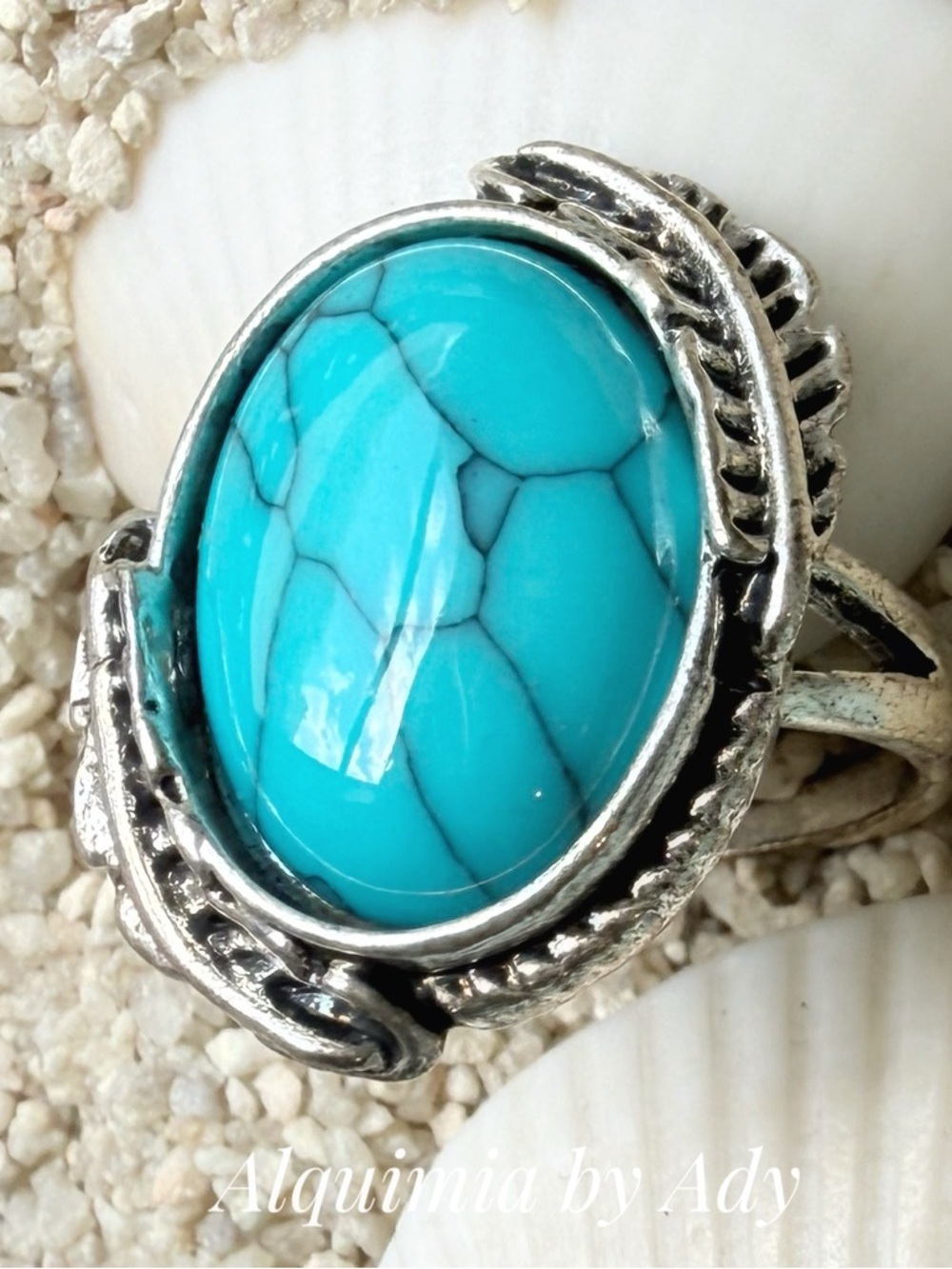 MONUMENTAL Bright Turquoise Oval Silver Ring
